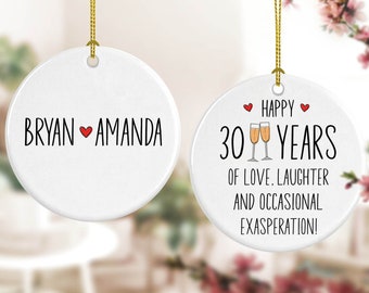 30th Wedding Anniversary Gift, Pearl Wedding Anniversary, Personalized Anniversary Wedding Ornament, Anniversary Gift for Parents - COU032