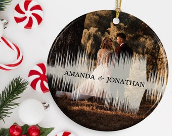 Customized Photo Ornaments, Soundwave Art Ornament, Personalized Gift for Couple, Couples Ornament, Wedding Ornaments - COU034
