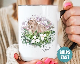 Personalized Capybara Mug, Capybara Gift, Capybara Art, Custom Name Mug, Cute Capybara Print, Capybara Christmas Mug, Animal Mug - MM014