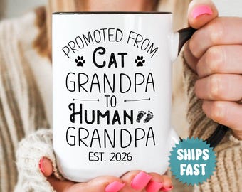 Cat Grandparent to Human Grandparent Couples Mug Set for Announcing Baby - FPG003