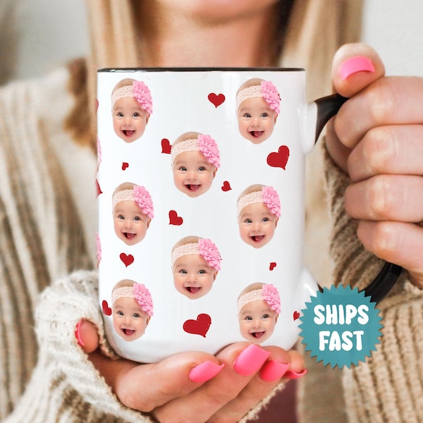 Custom Baby Face Mug, Custom Mug Photo, Multi-Avatar Face Photo Mug, Customized Photo Mug, Father's Day Gift, Mother's Day Gift - FAM025
