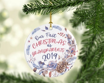 Personalized Grandparent Ornament, Our First Christmas as Grandparents 2020