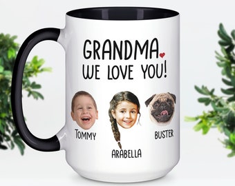 Grandma Gifts for Grandma, Custom Baby Face Mug, Personalized Photo Gift from Grandkids, Baby Custom Picture Mug, Mothers Day Mug - FAM020