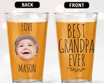 Grandpa Custom Pint Glass, Personalized Beer Glass, Custom Photo Gifts, Grandpa Gifts, Father's Day Beer Glass, Gift for Dad - FAM006