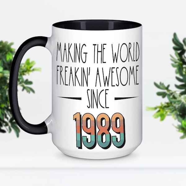 35th Birthday Gifts, Vintage Mug Born in 1989, Happy Birthday Present for Her Him, Gift for Best Friend Turning 35 - BDY003