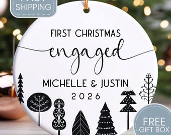 First Christmas Engaged Ornament, Custom Engagement Keepsake, Engagement Gift, Personalized Engagement Ornament - CHO011