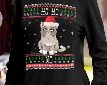 Cat Ugly Christmas Sweater,Funny Cat sweater, Funny Xmas Cat,  Ugly xmas Cat, Christmas tee, ugly sweater party, Cat mom, crazy cat lady