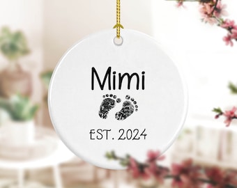 Mimi Ornament, Mimi Est, Best Mimi Ornament Customized Baby Reveal to Mimi, Personalized Ornament Gift for Mimi - FAM003