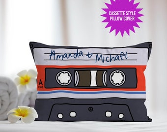 Vintage Mixtape Collection Retro 90's Mixtape Audio Cassette Music Lovers Throw Pillow 16x16 Multicolor 