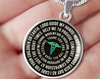 Nurses Prayer Necklace - Stainless Steel Luxury Christian Gift great for Nurse Graduation Gift or Nurse's week