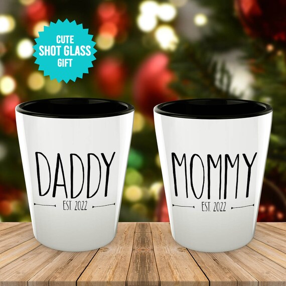 Shots Christmas Eve 2022 New Parent Gift Shot Glass Set Est 2022 Minimalist Design | Etsy Uk