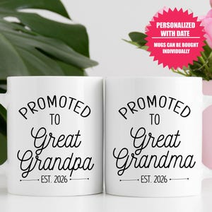 Great Grandma and Great Grandpa Couples Mug Set for pregnancy announcement, EST. 2026 - FAM002