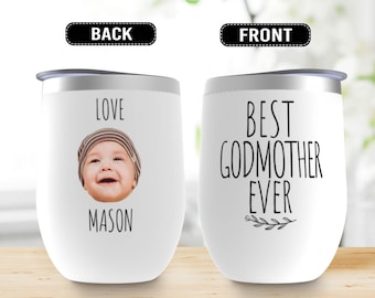 Godmother Wine Tumblers, Custom Photo Tumbler, Godmother Proposal Gift - Fam006