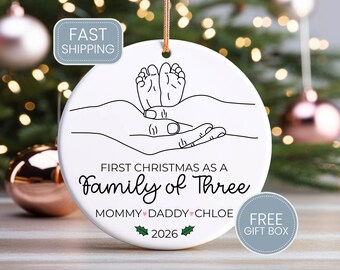 Family of Three Christmas Ornament, Family of 4 Ornament, Custom Family Ornament Family of 5, Personalized First Christmas Keepsake - CHO051