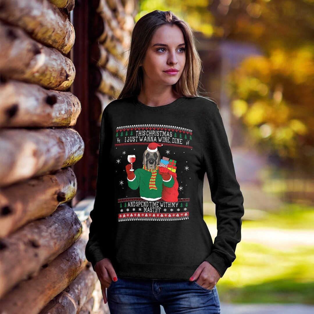 English Mastiff Ugly Christmas Sweater, Funny Xmas Sweater, Mastiff Dog