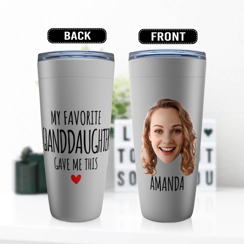 Personalized Grandma Tumbler From Granddaughter, Insulated Tumbler Gifts for Grandpa, Mothers Day Photo Tumbler FAM026 Stainless