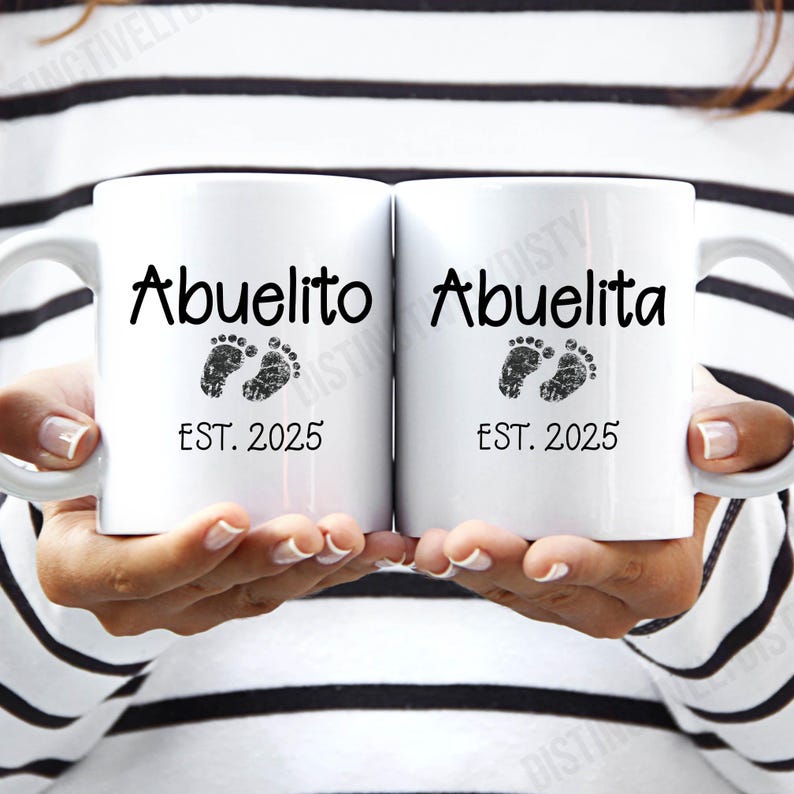 Abuelito and Abuelita Mug, Personalized Pregnancy Announcement, EST