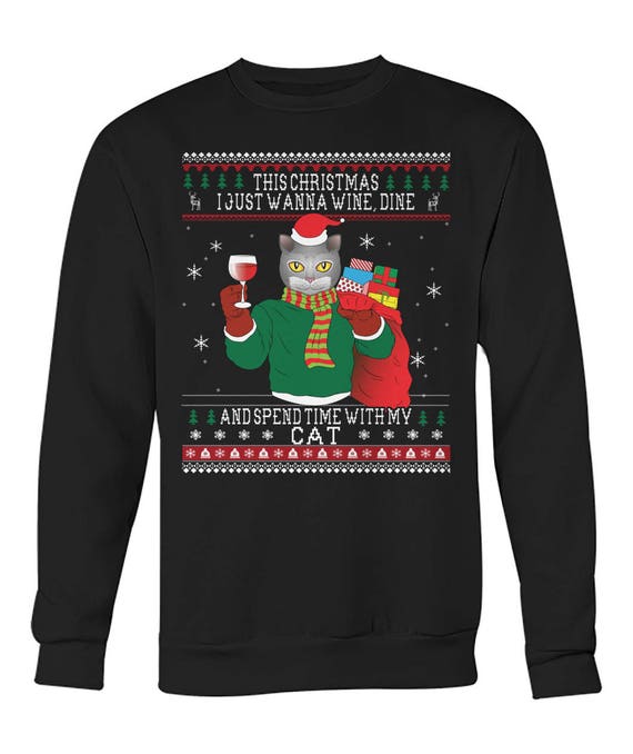 Crazy cat store christmas sweater