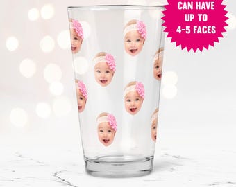 Custom Baby Face Pint Glass, Personalized Beer Glass, Gifts For Dad, Custom Photo On Glass, Pet Face Glass - FAM025