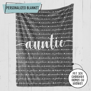 Personalized Throw Blanket for Auntie, Aunt Blanket, Gift for Family, Christmas Gift, Custom Blanket - FPG009