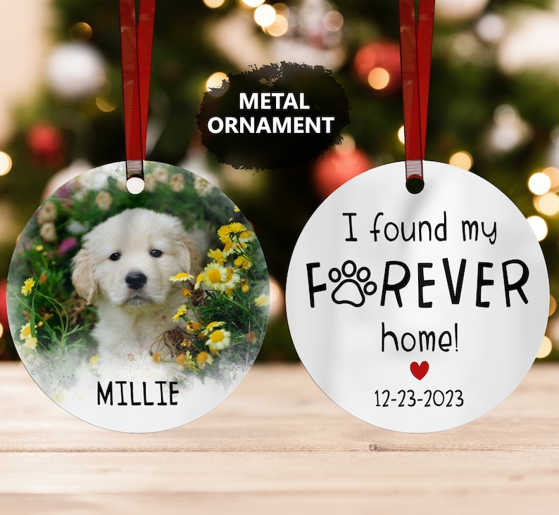 a couple of ornaments with a dog on them
