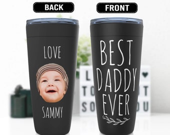 Tumbler Cups for Best Daddy Ever, Gift for Fathers Day, Personalized Custom Photo Viking Tumblers, Gift for Dad - FAM006