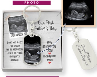 Father's Day Gift Ultrasound, Dad Keychain, Custom Keyring - NCU005