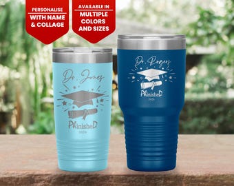 PhD Tumbler, PhD Graduation Gifts, Class of 2026, Engraved Tumbler, Doctorate Graduation Gift, PhD Gift for Him, Custom Tumbler - GRA005