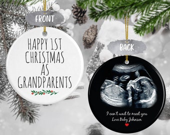 Personalized grandparent ornament, Pregnancy Announcement Ultrasound Gift for New Grandparents , Sonogram Ornament - CHO003