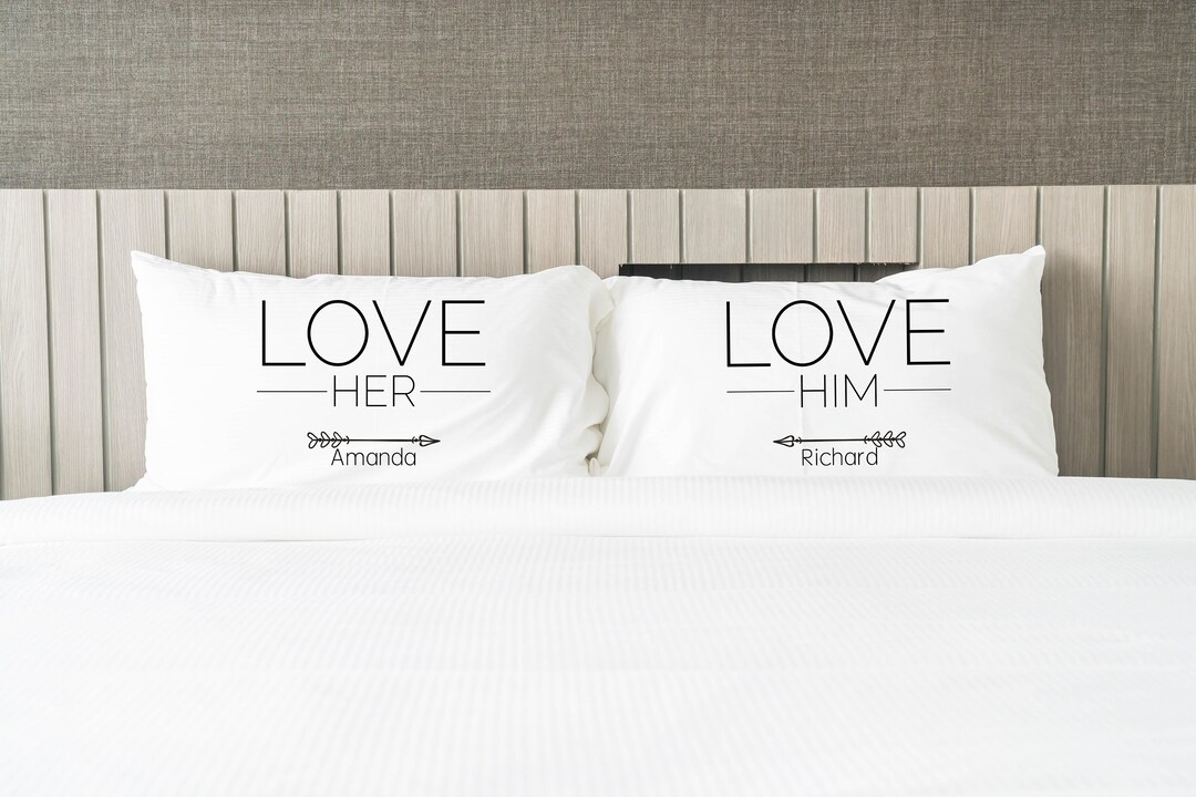 Personalized Couple Pillow Case , 2nd Anniversary Gift, Love Him Love