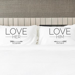 Personalized Couple Pillow Case , 2nd Anniversary Gift, Love him Love Her - COU006