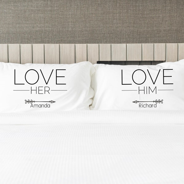 Personalized Couple Pillow Case , 2nd Anniversary Gift, Love him Love Her - COU006