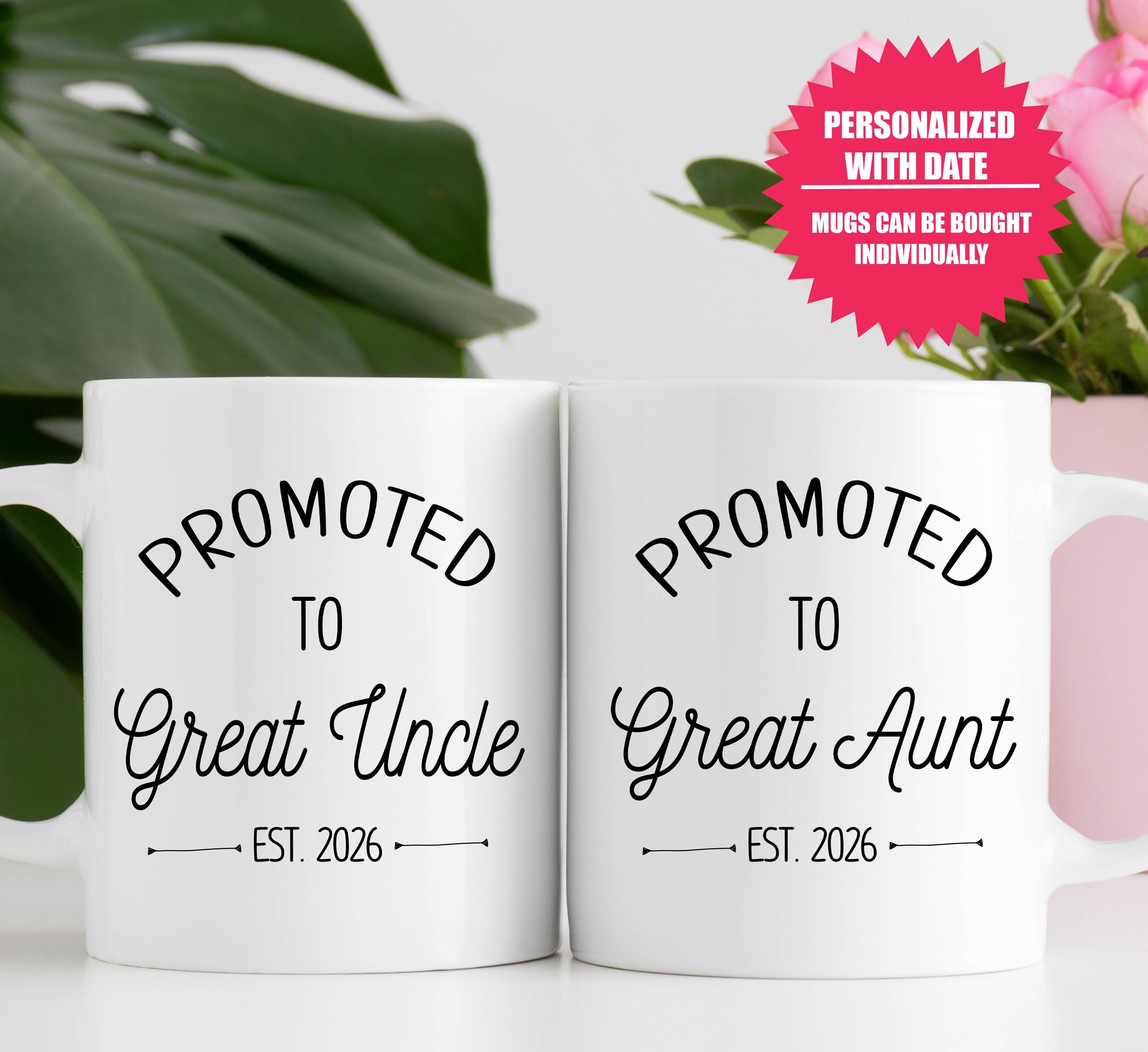 Great Aunt and Great Uncle Couples Mug Set EST 2027 for Pregnancy ...