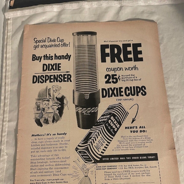 October 1955 Western Family Magazine Dixie Cups & Clorox Ad