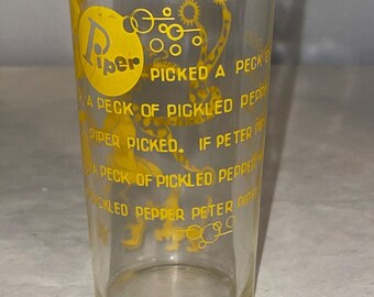 Vintage Peter Piper Tongue Twister Glass