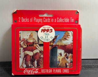 1995 Coca-Cola Coke Santa 2 Decks Bicycle Playing Cards In Collectible Tin