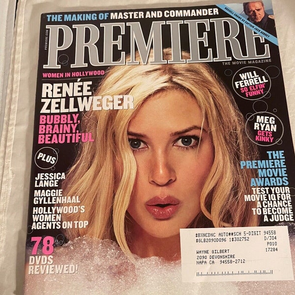 November 2003 Premiere Movie Magazine Renee Zellweger Cover