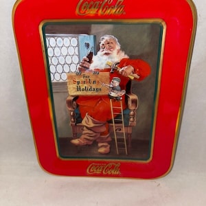 1996 Coca-Cola Coke Santa Sparkling Holidays Porcelain Rectangular Plate