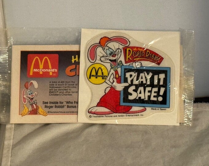 Mcdonald's Who Framed Roger Rabbit Play It Safe Puffy Sticker With ...