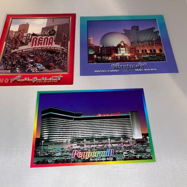 3 pc. Lot 1997 Reno Nevada Peppermill Hot August Nights Postcards