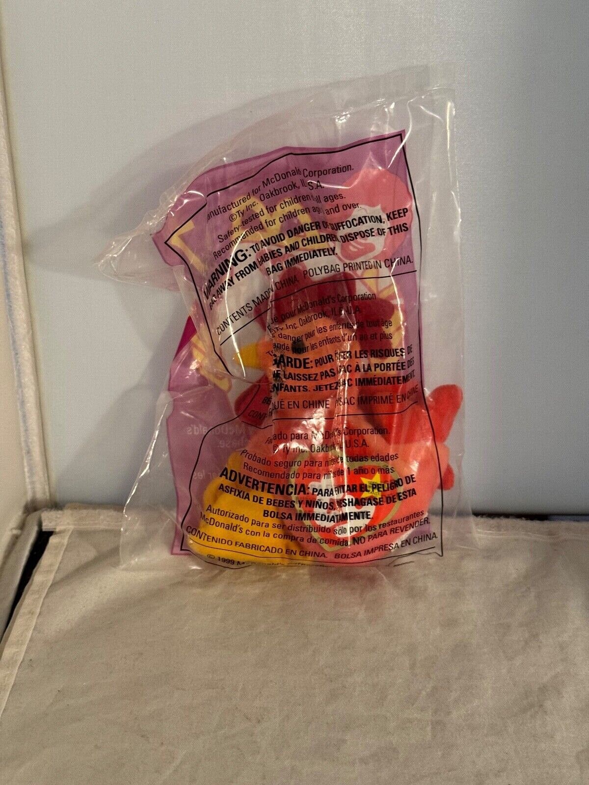 1999 McDonald's Ty Strut The Rooster Beanie Baby Plush Fast Food Toy