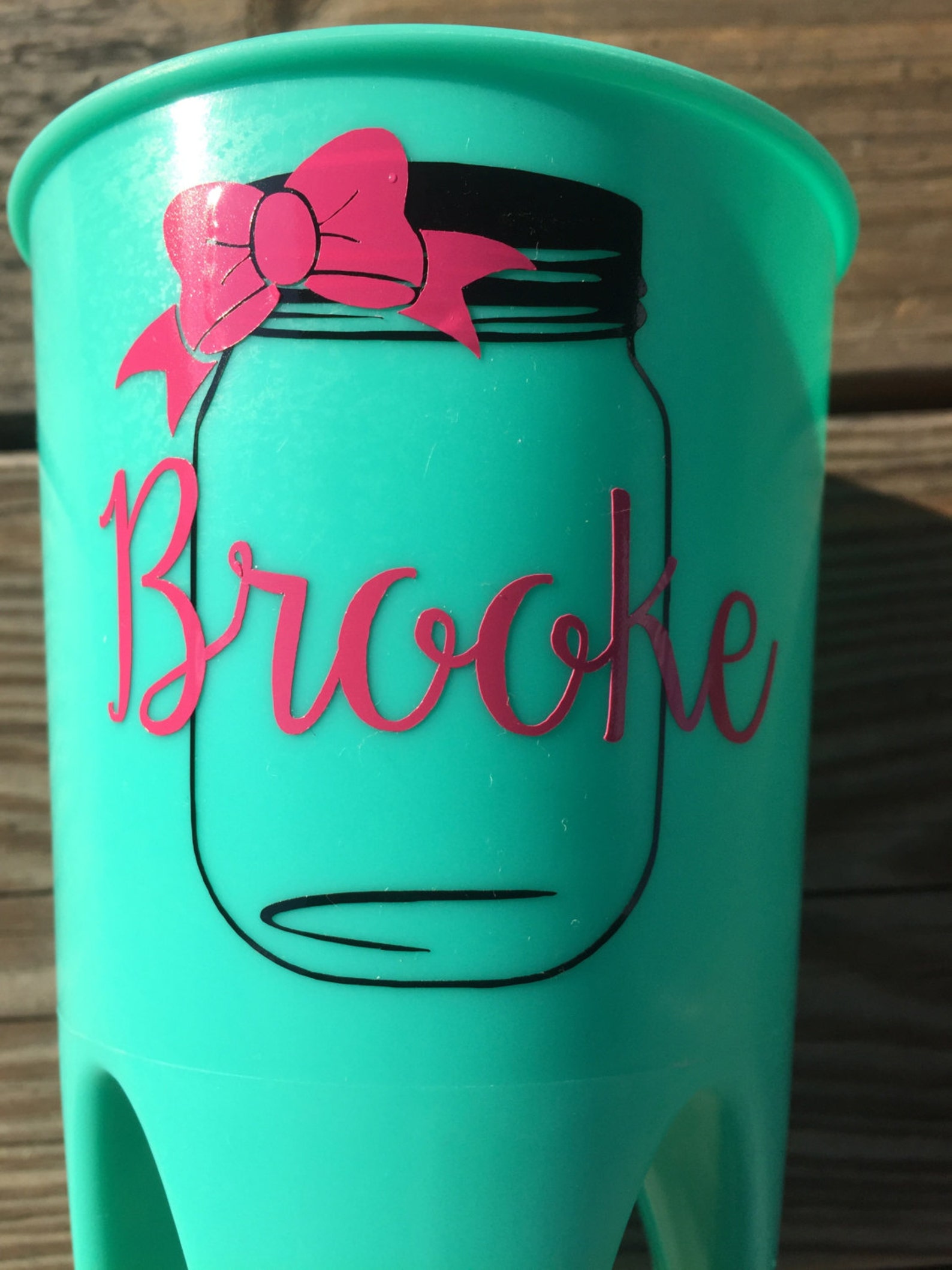Mason Jar Vinyl Decal Mason Jar Personalized Bow Etsy UK