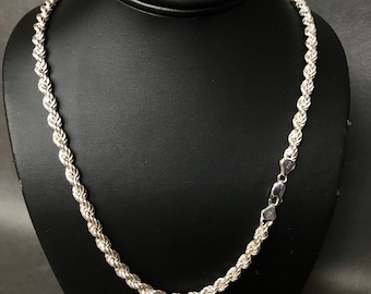 Seil Kette, 925 Sterling Silber Kette, Seil Kette Halskette, Schwere Seil Kette, Italienische Kette, Geschenk für Frauen, Kette für Männer (CV-120)