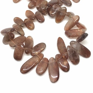 Natuurlijke Zonnesteen Kraal Ketting, Zonnesteen Nuggets Kralen, 10X28 tot 11x28MM, 16 Inch Strand Kraal, One Of A Kind, (#1155)