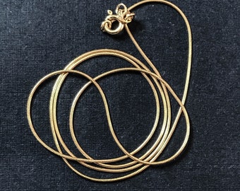 Gold Snake Chain, 925 Sterling Silver Chain, Snake Chain Necklace, Dainty Chains, 1mm Snake Chain, Chain For Pendant (MGR-10-G-16 )