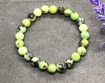 8mm Genuine Chrysoprase Bracelet, Chrysoprase Beaded Bracelet, Men Bracelet, Unisex Gift Jewelry, Chrysoprase Jewelry #JB 136