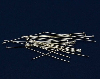 Ball Head Pins, Flat Head Pins, 925 Sterling Silver Pins, Head Pins For Jewelry Making, Pack of 24 Pieces (AYS-HPB-1 and HPB-2)