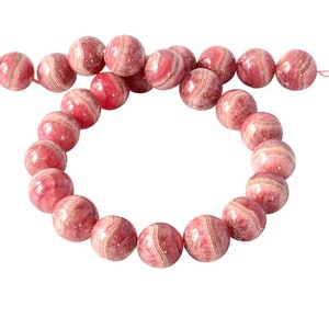 natural Rhodochrosite Beads, 16mm Smooth Ball Bead Necklace For woman, Pink Rhodochrosite Gemstone Bead Strand, 16 Inch Strand Bead