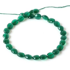 7x9mm Oval cut Green Onyx Beads, Loose Faceted Green Gemstone For Pendant/Jewelry, AAA Natural Calibrated Onyx Stone Beads Strands
