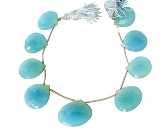 Natural Chalcedony Beads, 20X20 Mm Teardrop Chalcedony Bead Bracelet, Gift For Women, 8 Inch Strand Bead, Loose Blue Chalcedony